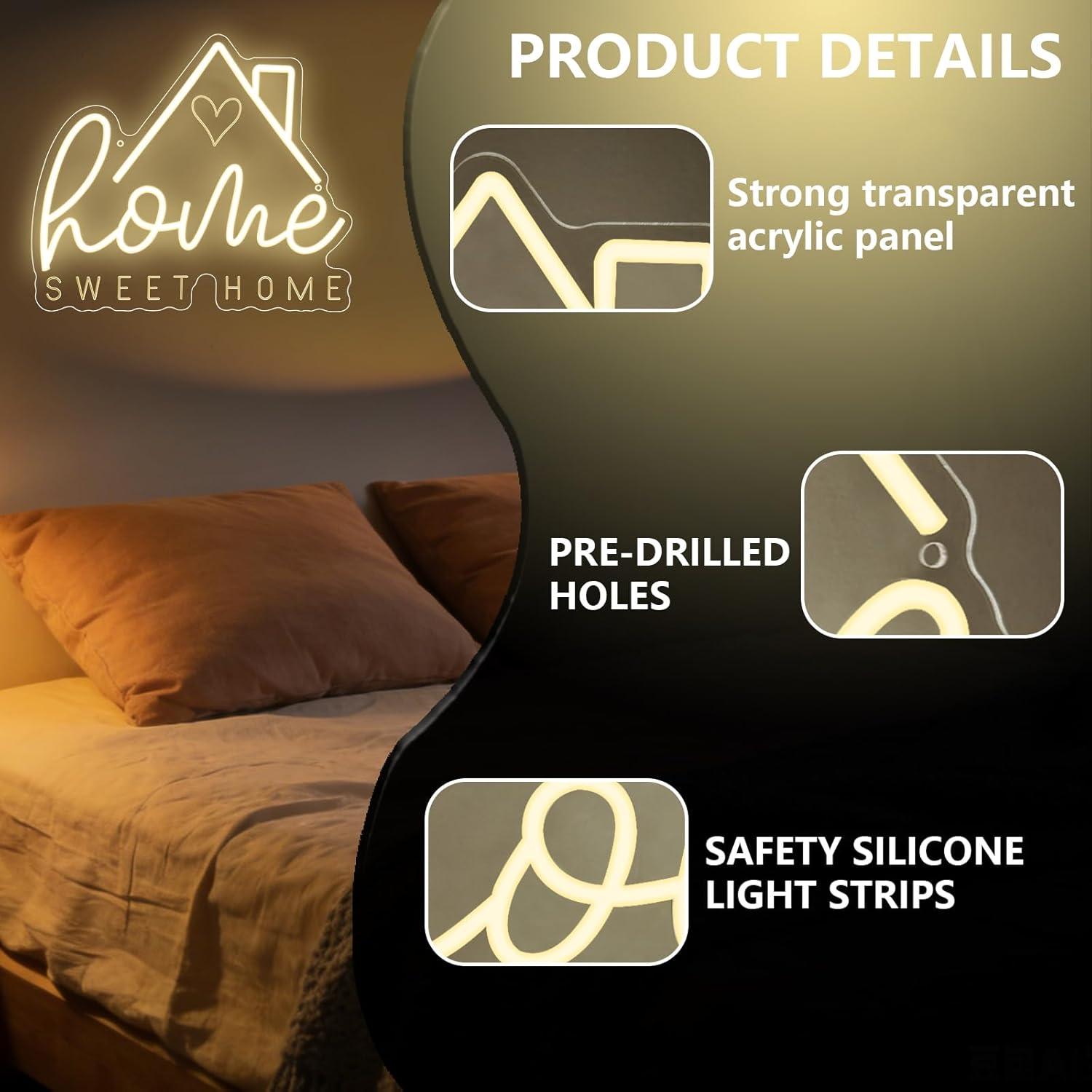 Lampu LED Neon Sweet Home USB  - Lighting Decor For Home ulasan dan harga